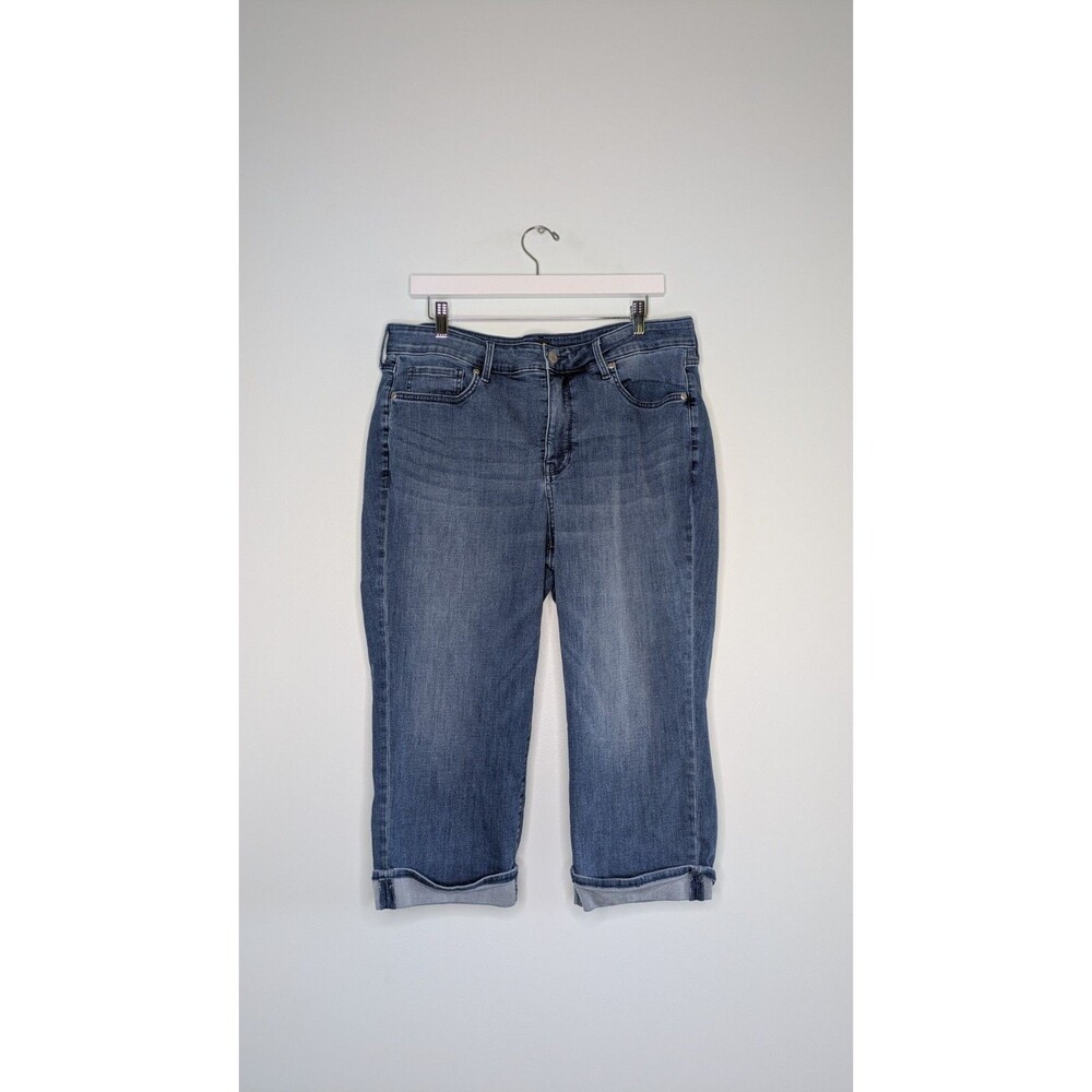 NYDJ Jeans Women's Size 30 Plus Marilyn Crop Fray Cuff High Rise Cropped Jeans